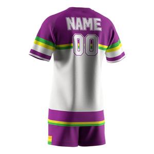 T-shirt et short de rugby sublimés à séchage rapide pour hommes et femmes, col en V, pour l'exercice et l'équipe sportive - Product Image 4