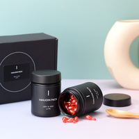 Flacon en verre foncé vide de 120 ml avec bouchon de sécurité enfant pour le stockage de gélules, assorti à une boîte cadeau pour l'emballage de produits nutraceutiques