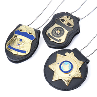 Badge de sécurité professionnel personnalisé en alliage de zinc argenté vierge avec porte-badge en cuir