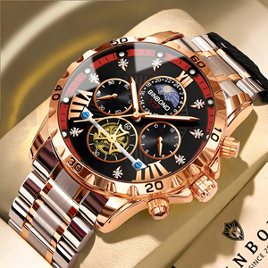 BINBOND B3103 Montre à quartz pour homme avec grand cadran, bracelet en acier inoxydable, lumineuse, de luxe, en vente chaude - Product Image 1