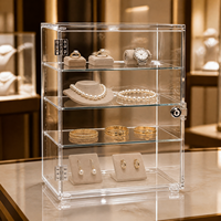 Boîte de rangement en acrylique transparente de luxe à 4 niveaux, avec porte verrouillable, durable, pour armoire, tiroir, bijoux, huiles essentielles