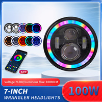 Feux de jour colorés Rubicon pour Wrangler, 7 pouces, RGB, Angel Eyes, quatre perles, ouverture, 100W