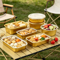 Conteneur en aluminium avec couvercles, logo personnalisé, vente en gros, épaisseur renforcée, pour barbecue, four et congélateur