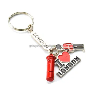 British Style I Love London Keyring Red Post Box Shape Metal Charm Keychain Heart Customized London Souvenirs Keychain