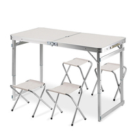 Camping-car balcon pique-nique barbecue camping MDF barbecue en aluminium hauteur réglable 3 pieds jardin fête en plein air table pliante