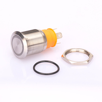 Sakelar Tombol Tekan Logam Tahan Air IP67 19mm Arus Besar 20a Stainless Steel LED Biru On Off Momentary