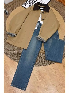 2025 Retro Color-Block <span class=keywords><strong>Trench</strong></span> Coat-Chaqueta de trabajo de estilo británico de gran tamaño coreano para mujeres pequeñas - Product Image 4