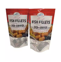 Sachet d'emballage alimentaire personnalisé pour filets de poisson, pochette verticale avec fenêtre transparente, fermeture éclair, sac en Mylar imprimé pour snacks