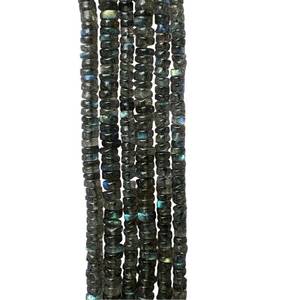 Labradorita AAA Heishi / Tyre Rondelle |   Cuentas de Disco Lisas de 4mm-5mm, Hilo de 13 Pulgadas |   Labradorita Natural Semipreciosa con Fuego Azul - Product Image 1