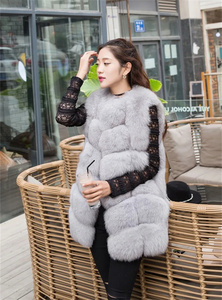 Gilet in Pelliccia <span class=keywords><strong>di</strong></span> Volpe Colorato, Giacca Invernale Senza Maniche, Gilet in Pelliccia <span class=keywords><strong>di</strong></span> Volpe Naturale per Donna, Design Caldo e Alla Moda, Cappotto in <span class=keywords><strong>Visone</strong></span> Streetwear - Product Image 5