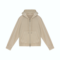 Sweat-shirt à capuche zippé pour homme, style vintage délavé, couleur avoine, coupe oversize à épaules tombantes, en molleton de coton, streetwear, logo personnalisé