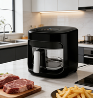 Vente en gros 360 °   Friteuse à air View Glass, non toxique, sans PFAS, cuisson à plat, visualisation, commande tactile intelligente, portable, certifiée CE ETL GS