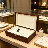 Boîte de rangement pour bijoux en bois foncé avec serrure, logo personnalisé, boîte cadeau de luxe en bois pour bijoux avec doublure en cuir souple pour objets de collection