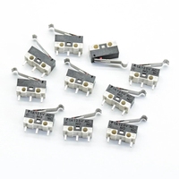 Micro-interrupteur à bouton poussoir 1A 125V AC Interrupteur de souris 3 broches Levier à rouleaux à long manche SPDT 12* 6 *6mm TIAIHUA