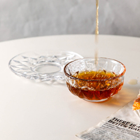 Ensemble de bols en verre transparent texturé diamant avec soucoupes, bols transparents gaufrés pour le thé, les desserts, les collations, la vaisselle de cuisine