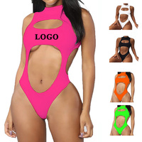 Modieus Merk Hete Vrouwen Meisjes Strandkleding Hoge Hals Push-Up Badmode Eendelig Badpak Bikini
