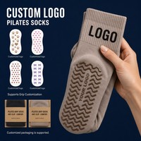 Chaussettes de Pilates personnalisées avec logo, en coton, emballage OEM Kraft, antidérapantes, en silicone, pour le yoga, la barre, le studio, en vrac