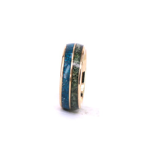 Anillo de compromiso personalizado 2026 de oro de 14K para hombre y mujer, con incrustaciones de zafiro y ágata musgosa, anillo de oro puro de 14K a la moda. - Product Image 3