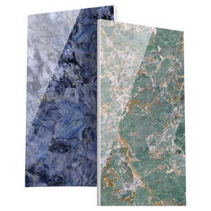 Azulejos de piedra de lujo modernos, azulejos grandes KTV de cuerpo completo oscuro, azulejos vitrificados 750X1500 para sala de estar, Hotel de pared de pizarra, negro - Product Image 1