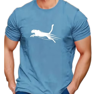 Camiseta Deportiva de Manga Corta para Hombre, Cuello Redondo, Estampado Digital Americano, Corte Holgado Informal - Product Image 1