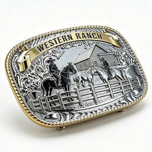 Boucle de ceinture de cowboy western personnalisée en alliage de zinc avec émail souple, découpe et impression, thème Amour, design vintage pour hommes - Product Image 3