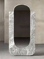 Miroir sur pied en forme de U en pierre naturelle personnalisé, miroir artistique de designer pleine longueur, miroir sur pied encadré de marbre