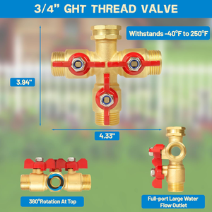 HydraFlow TriPort Collecteur en laiton massif Matrice de distribution d'eau Diviseur d'irrigation haute pression - Product Image 2