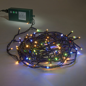 Guirlande lumineuse LED extérieure de Noël Commercia, 10m, multicolore, à fil de caoutchouc noir, grand angle, espacement de 6 pouces, robuste - Product Image 1