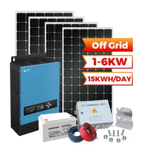 批发3kw 3000w 3 Kva太阳能系统完全离网5kw 3kva 3 Kw 5 kva混合太阳能电池板系统家用价格
