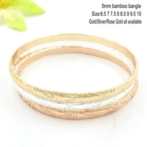 Bracelet en bambou JX289 5 mm pour enfants et adultes, jonc en laiton couleur or, argent, or <span class=keywords><strong>rose</strong></span>, bijoux hawaïens et samoans de Guam, vente en gros - Product Image 2