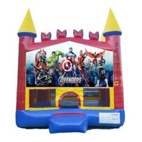 Structure gonflable combinée avec toboggan, thème héros araignée, château gonflable pour enfants, pour fêtes en plein air, événements, utilisation en aire de jeux