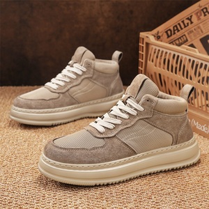 <span class=keywords><strong>Sneakers</strong></span> Alte da <span class=keywords><strong>Uomo</strong></span> in Vera Pelle e Rete Traspirante, Scarpe Comode da Passeggio, Logo Personalizzabile, Alta Qualità - Product Image 2