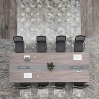 Mobilier de bureau moderne et luxueux en bois, ensemble table de réunion et chaises pour conférences et réceptions