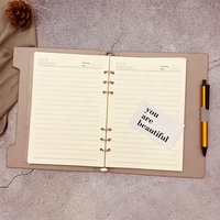 Ensemble cadeau bloc-notes de bureau LOGO personnalisé Journal en cuir cahier à feuilles mobiles d'affaires