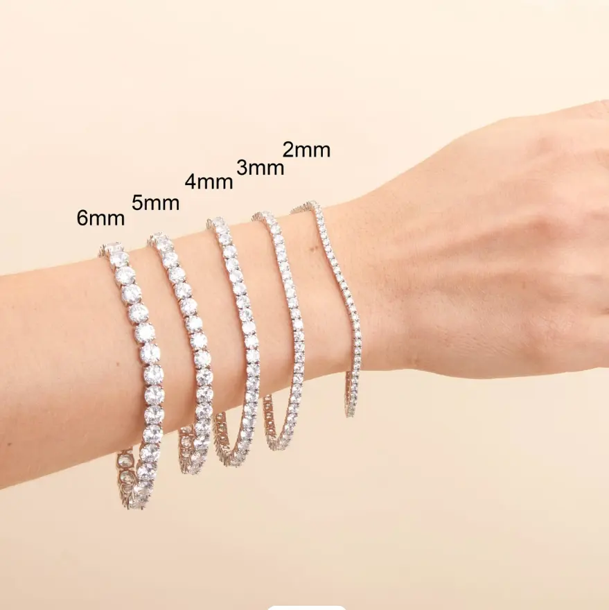 Bracelet de tennis en diamant Moissanite VVS Bracelet de tennis en moissanite cultivé en laboratoire en argent sterling 925 pour femme