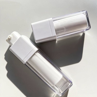 Flacon pompe airless double carré rotatif vide rechargeable de 15 ml, 30 ml, 50 ml
