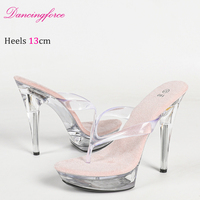 Sandales à talons hauts sexy de 13 cm, plateforme, talon transparent en cristal, chaussures de mariage, chaussures de soirée, chaussures de banquet
