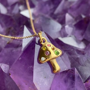 Collier champignon en or Collier incrusté de zirconium symbole porte-bonheur plaqué or 18K en acier inoxydable - Product Image 3
