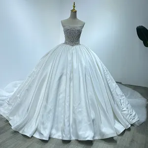 2024 nuevo diseño fuera del hombro vestido de novia lentejuelas con cuentas corsé vestido de baile vestido de novia de satén Wm04