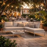 Meubles de jardin, table et chaises de jardin pour villa, ensemble de salle à manger extérieure en teck de luxe, table extérieure pour hôtel, ensemble de salle à manger extérieure pour hôtel
