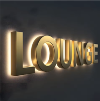 Letrero con Logotipo 3D Retroiluminado por LED de Acero Inoxidable Personalizable de la Marca SJ, Resistente al Agua, DC 12V, Regulable, 6000K, Luz Diurna, CRI80, para Interiores