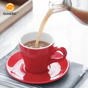 Керамическая итальянская цветная глазурованная кофейная чашка для латте Набор Мини фарфоровых чашек для чая капучино эспрессо и блюдца