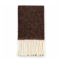 Écharpe à franges patchwork bicolore, douce et moelleuse, asymétrique, à blocs de couleur, écharpe d'hiver avec des pompons épais