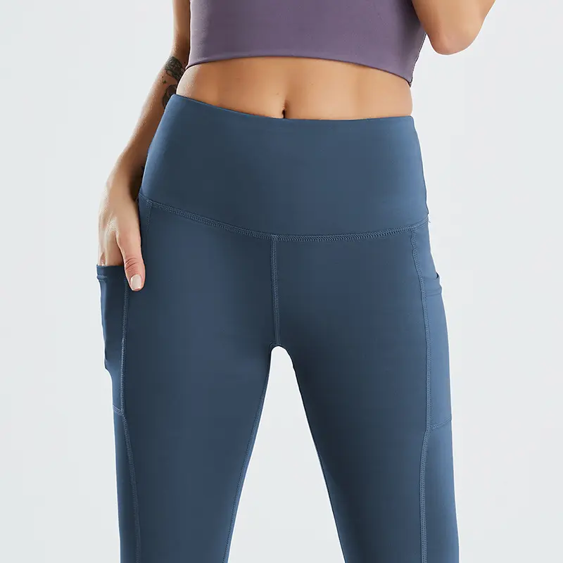 Yüksek kalite abd boyutu kadınlar özel Yoga cepli pantolon spor salonu taytları yüksek bel amerikan boyutu spor tayt toptan