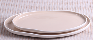 Service de vaisselle de design français, inspiré du blanc, avec l'extérieur blanc et l'intérieur gris, plats principaux disponibles à prix de gros - Product Image 6