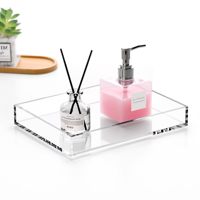 Plateau de rangement rectangulaire épais et transparent en acrylique moderne et personnalisé pour salle de bain, léger et facile à utiliser
