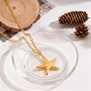 Accesorios de Moda, Joyería, Collares con Colgante de Estrella de Mar de Cinco Puntas, Chapado en Oro de 18K, Acero Inoxidable, 2025, para Mujer - Product Image 3