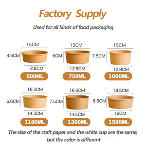 Bol en papier artisanal jetable écologique Conteneurs d'emballage alimentaire jetables pour soupe de fruits à salade kraft avec couvercle - Product Image 3