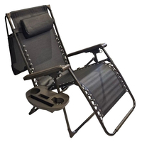 Chaise longue d'extérieur robuste à gravité zéro, pliable, avec pare-soleil et porte-gobelet pour jardin, piscine et camping