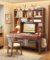 Bureau d'étude en bois massif avec étagère et hauteur réglable pour enfants et bureau à domicile - Vente en gros